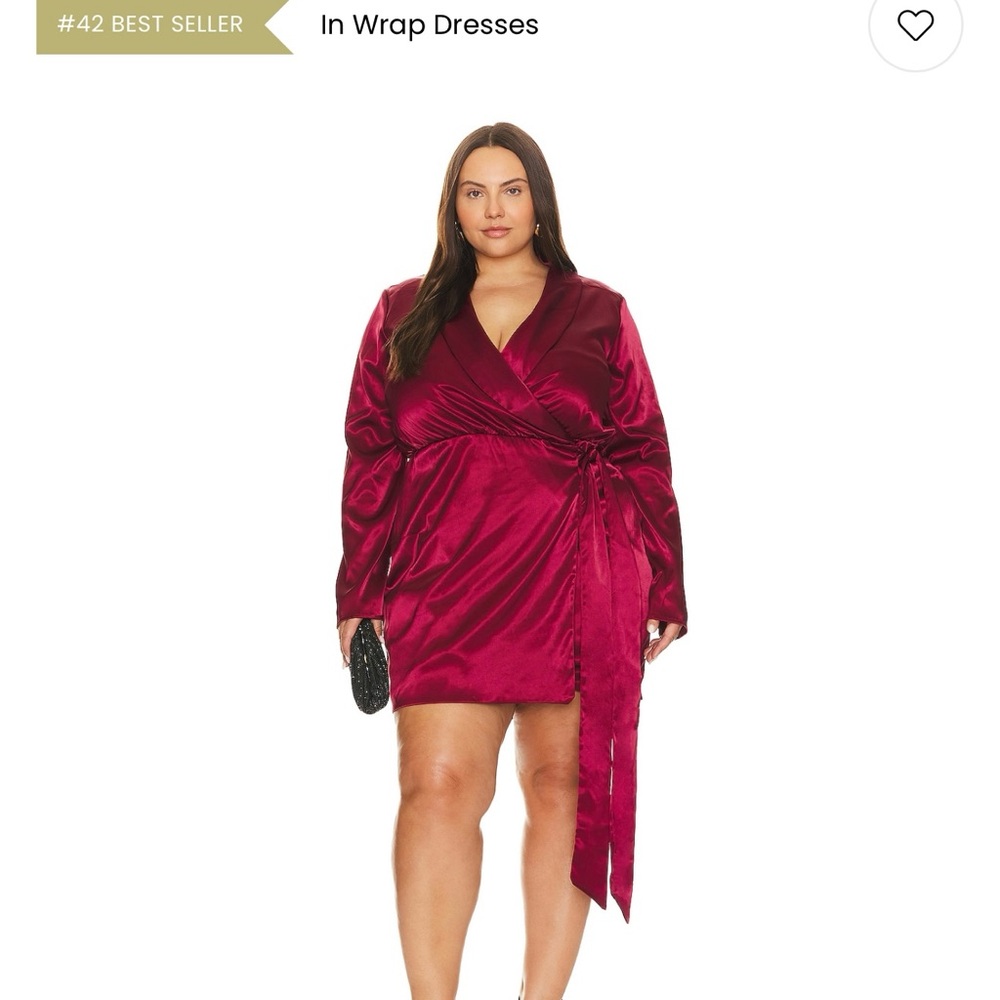 Superdown Deep Red Satin Wrap Dress